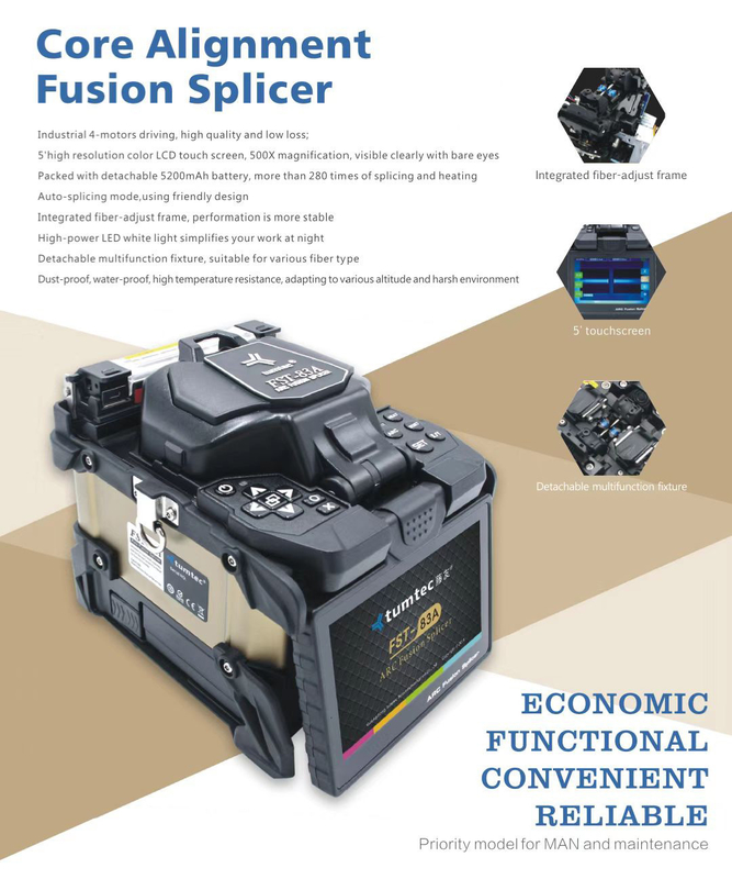 Mesin Fusi Serat Optik FST-83A 6 Waktu Penyambungan Motor 6 Hingga 12S Panjang 20mm Hingga 60mm