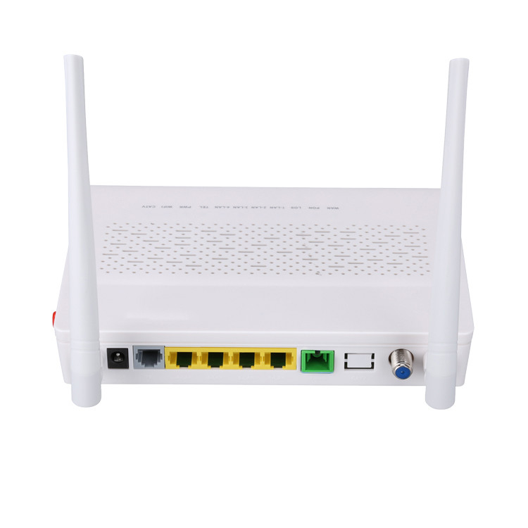 TX 1310nm RX 1490nm FTTH ONU ONT 3FE 1GE POTS WIFI CATV 2T2R Mode 5DBI Mendapatkan Frekuensi 2.4G