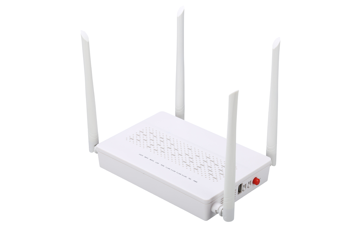 4GE 2.4G / 5G POTS WIFI CATV GPON ONU Modem SC Mode Tunggal Serat Tunggal