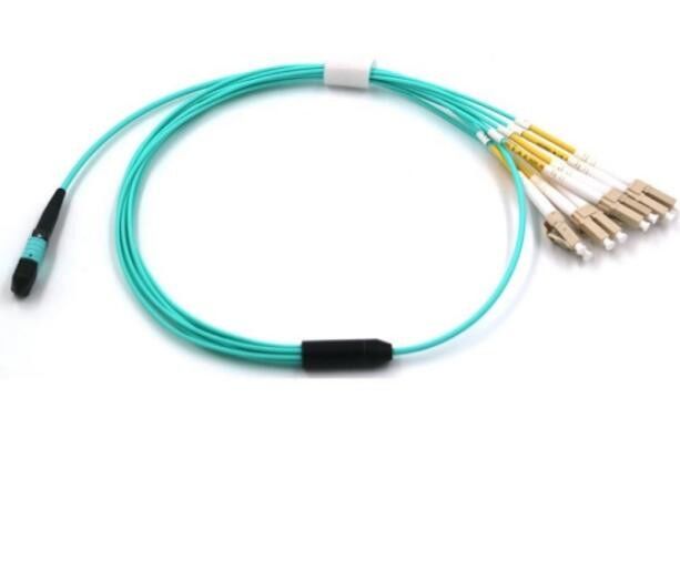 2M Fiber Optic MPO 8 Core OM3 MM FANOUT LSZH 1310nm Uji Panjang Gelombang