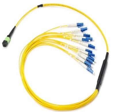 12 Inti Konektor Serat Optik MPO, Kabel Patch Serat Optik MTP Ke LC