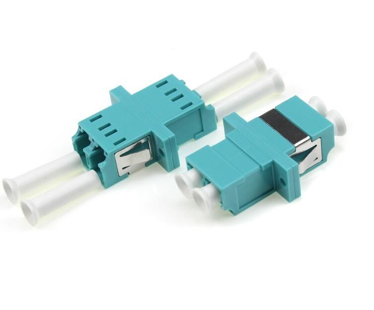 Lc To Lc Fiber Adapter OM3 Jenis Simetri Plastik UPC APC LC Duplex Adapter