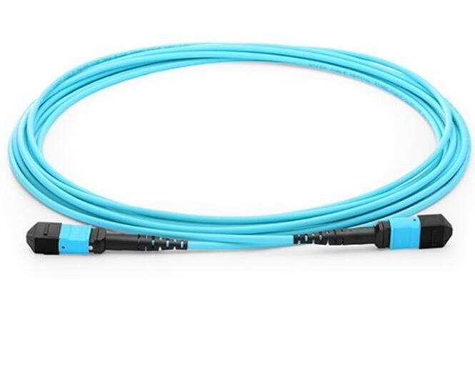 10g kabel serat optik bahan LSZH MPO 8 inti serat batang OM3 multimode perempuan