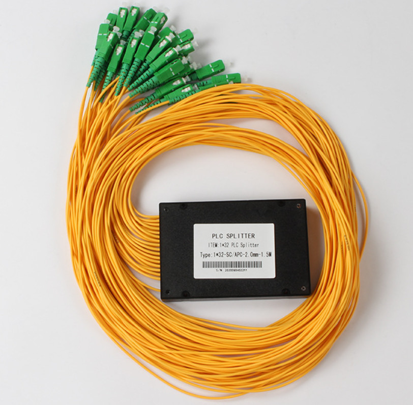SC APC 1x32 Splitter Fiber Optik Untuk 2.0MM Pigtails 1260nm - 1650nm Panjang Kerja